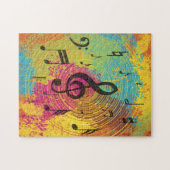 Heldere Muzieknoten op de explosie van kleur Legpuzzel (Horizontaal)