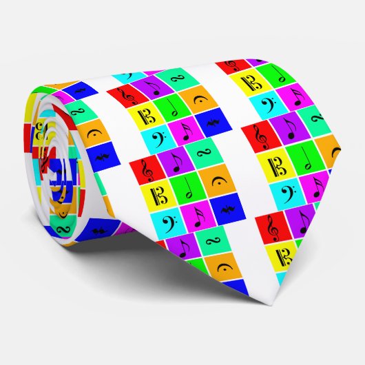 heldere muzieksymbolen stropdas (Opgerold)