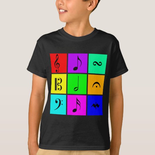 heldere muzieksymbolen t-shirt (Voorkant)