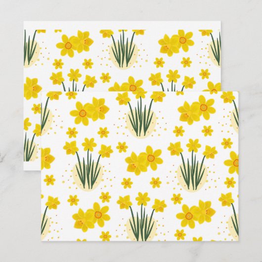 Heldere narcissen, naadloos patroon briefkaart (Voorkant / Achterkant)