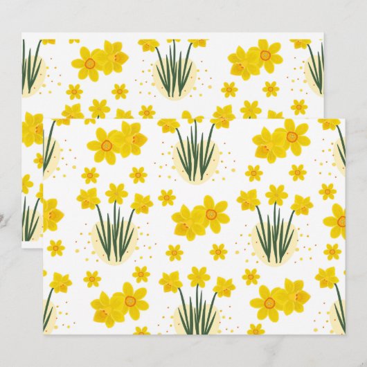 Heldere narcissen, naadloos patroon kaart (Voorkant / Achterkant)