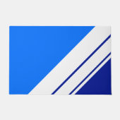 Heldere Nautical Blues Sportieve Witte Racing Stri Deurmat (Voorkant)