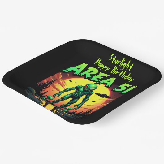 Heldere Neon Aliens Watch Area 51 Papieren Bordje (Gebogen)