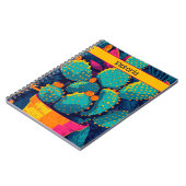 Heldere Neon Cactus Levendige Zuidwest Illustratie Notitieboek (Linkerzijde)