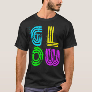 Heldere Neon Colors Glow Big Letters Retro Disco T-shirt