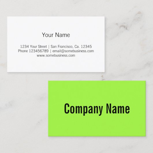Heldere neon groene kleur visitekaartsjabloon 100 visitekaartje (Voorkant / Achterkant)