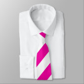 Heldere Neon Hot Pink en Witte Striped Necktie Stropdas (Gebonden)