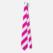 Heldere Neon Hot Pink en Witte Striped Necktie Stropdas (Voorkant)