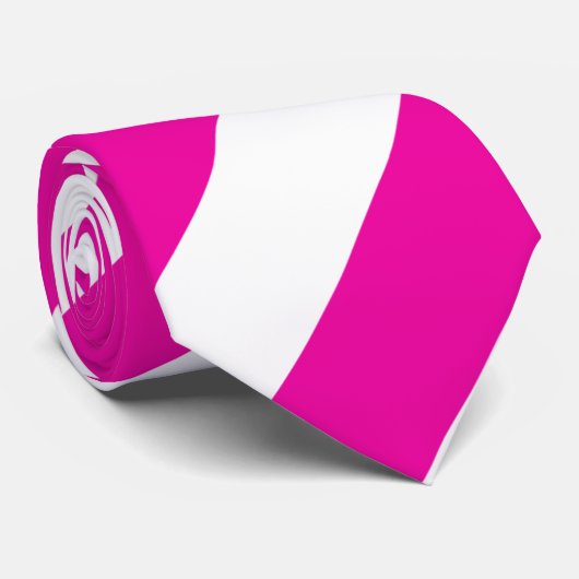 Heldere Neon Hot Pink en Witte Striped Necktie Stropdas (Opgerold)
