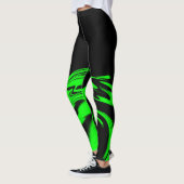Heldere neon lime groen en zwart design Leggings (Links)