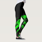 Heldere neon lime groen en zwart design Leggings (Rechts)