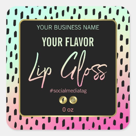 Heldere Neon Lip Gloss Labels (Voorkant)