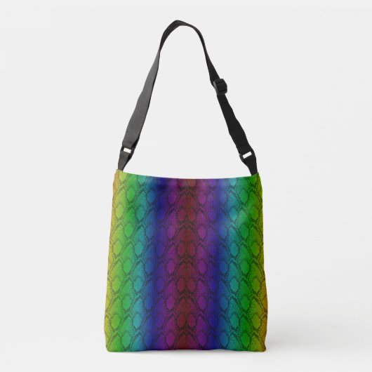 Heldere Neon Regenboog Python Verticale Slang Huid Crossbody Tas (Achterkant)
