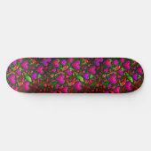Heldere Neon Roze Harten en Groene Bloemen Persoonlijk Skateboard (Horizontaal)