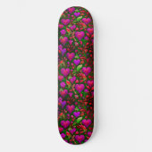 Heldere Neon Roze Harten en Groene Bloemen Persoonlijk Skateboard (Voorkant)