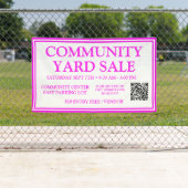Heldere Neon Roze Wit Community Yard Sale Banner (Insitu)