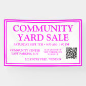 Heldere Neon Roze Wit Community Yard Sale Banner (Horizontaal)