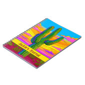 Heldere Neon Saguaro Cactus Sunset Desert Scene Notitieboek (Linkerzijde)