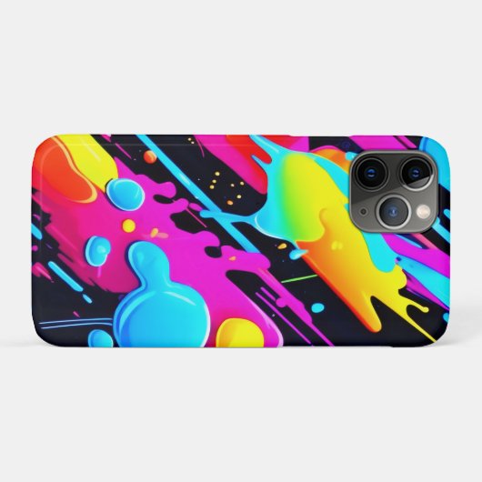 Heldere Neon Splashes in Abstracte kunst Case-Mate iPhone Case (Achterkant (horizontaal))