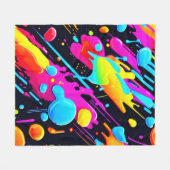 Heldere Neon Splashes in Abstracte kunst Fleece Deken (Voorkant (Horizontaal))