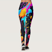 Heldere Neon Splashes in Abstracte kunst Leggings (Achterkant)