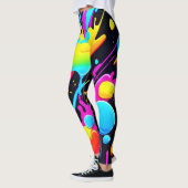 Heldere Neon Splashes in Abstracte kunst Leggings (Links)