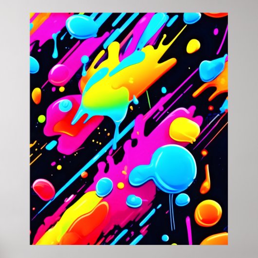 Heldere Neon Splashes in Abstracte kunst Poster (Voorkant)
