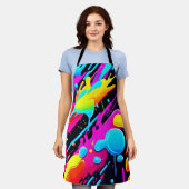 Heldere Neon Splashes in Abstracte kunst Schort (Gedragen)