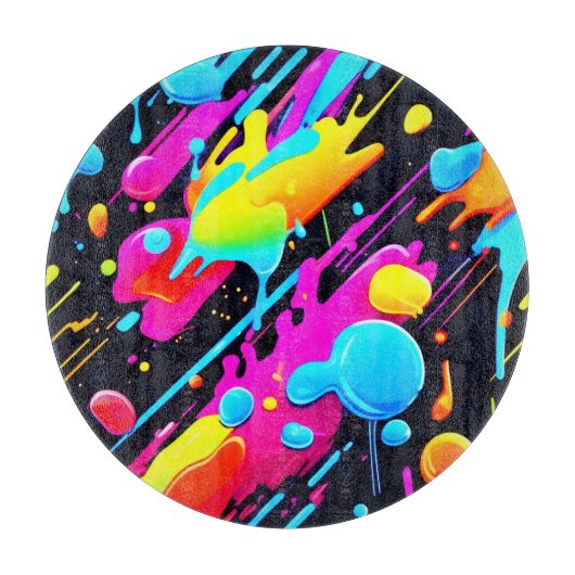 Heldere Neon Splashes in Abstracte kunst Snijplank (Voorkant)