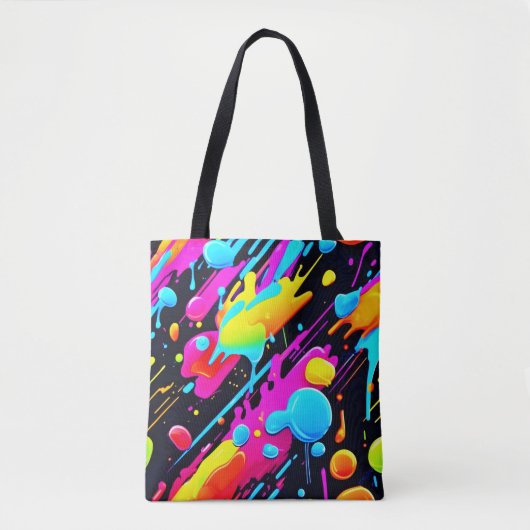Heldere Neon Splashes in Abstracte kunst Tote Bag (Voorkant)