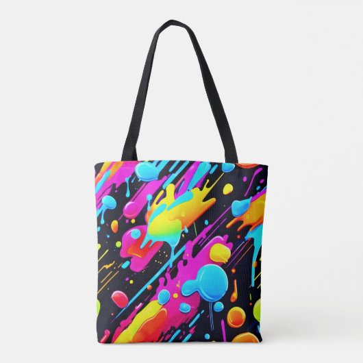 Heldere Neon Splashes in Abstracte kunst Tote Bag (Achterkant)