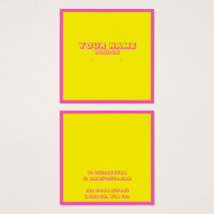 Heldere neonkleuren, oorhouder, beeldschermkaart. vierkante visitekaartjes