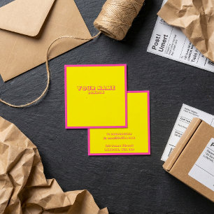 Heldere neonkleuren, oorhouder, beeldschermkaart. vierkante visitekaartjes