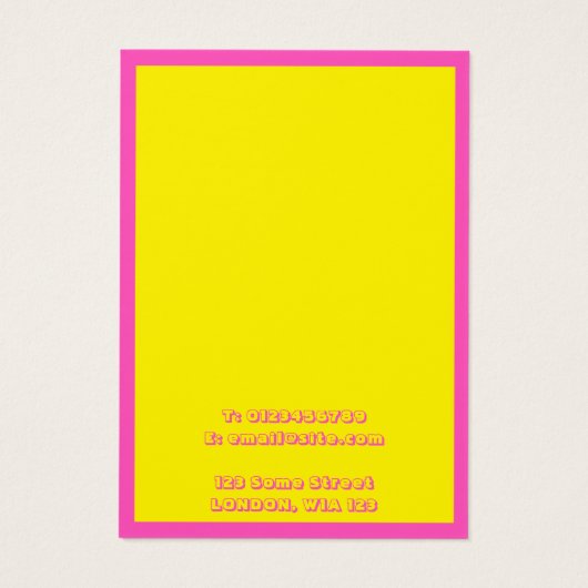 Heldere neonroze en gele oorbel display kaart (Achterkant)