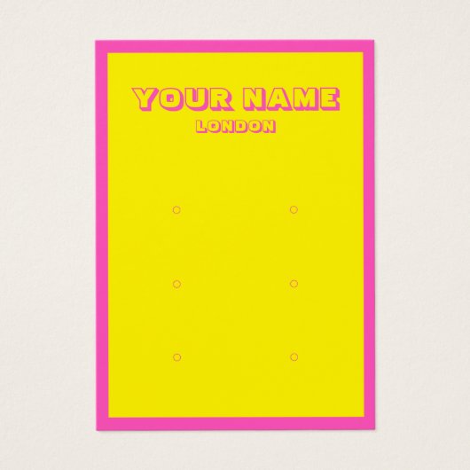 Heldere neonroze en gele oorbel display kaart (Voorkant)