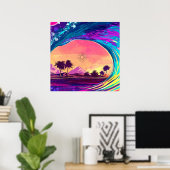 Heldere neonslingergolf met handpalmen poster (Thuiskantoor)