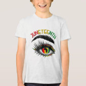 Heldere ogen Juneteenth Eye Afro-Amerikaanse vrouw Tri-Blend Shirt (Voorkant)