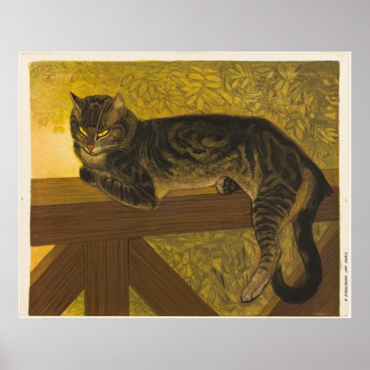 Heldere ogen kat een klassiek kunstwerk in gele poster (Voorkant)
