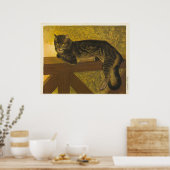 Heldere ogen kat een klassiek kunstwerk in gele poster (Keuken)