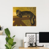Heldere ogen kat een klassiek kunstwerk in gele poster (Thuiskantoor)