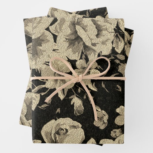 Heldere  oliebloemen op zwart inpakpapier vel (In situ)