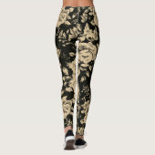 Heldere  oliebloemen op zwart leggings (Achterkant)