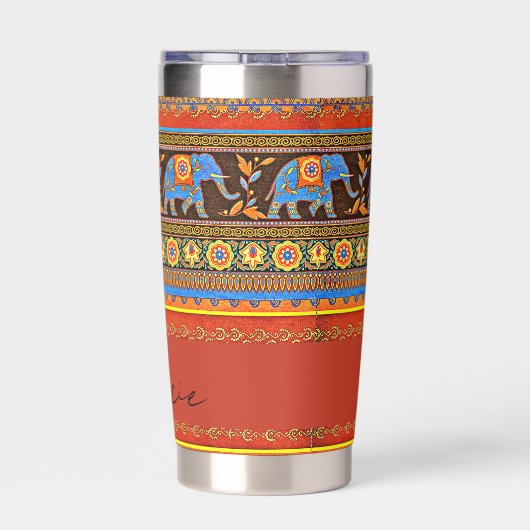 Heldere olifanten gepersonaliseerd geïsoleerde drinkbeker (Achterkant)