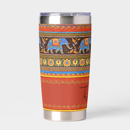 Heldere olifanten gepersonaliseerd geïsoleerde drinkbeker (Voorkant)