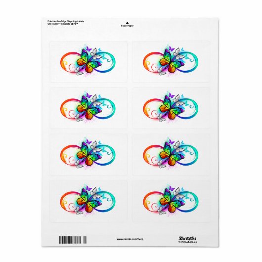 Heldere oneindigheid met regenboog vlinder etiket (Full Sheet)