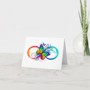 Heldere oneindigheid met regenboog vlinder kaart