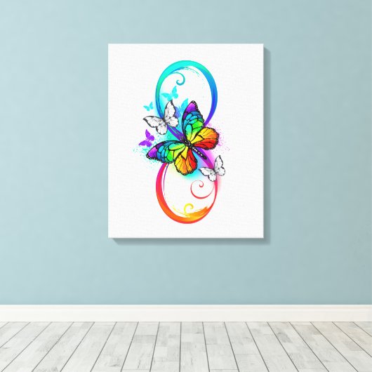 Heldere oneindigheid met regenboogvlinder canvas afdruk (Insitu (Houten vloer))