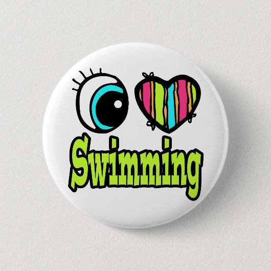 Heldere Oog Hart Ik Hou Van Zwemmen Ronde Button 5,7 Cm (Voorkant)