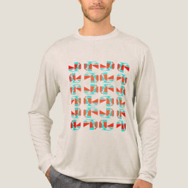 Heldere Oranje Aqua Tan Geometrische Stukken MCM L Tri-Blend Shirt