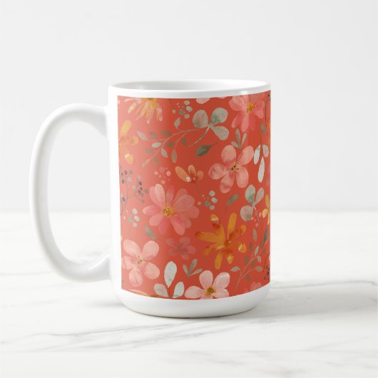 Heldere Oranje Bloemen Moederdag Koffiemok (Links)